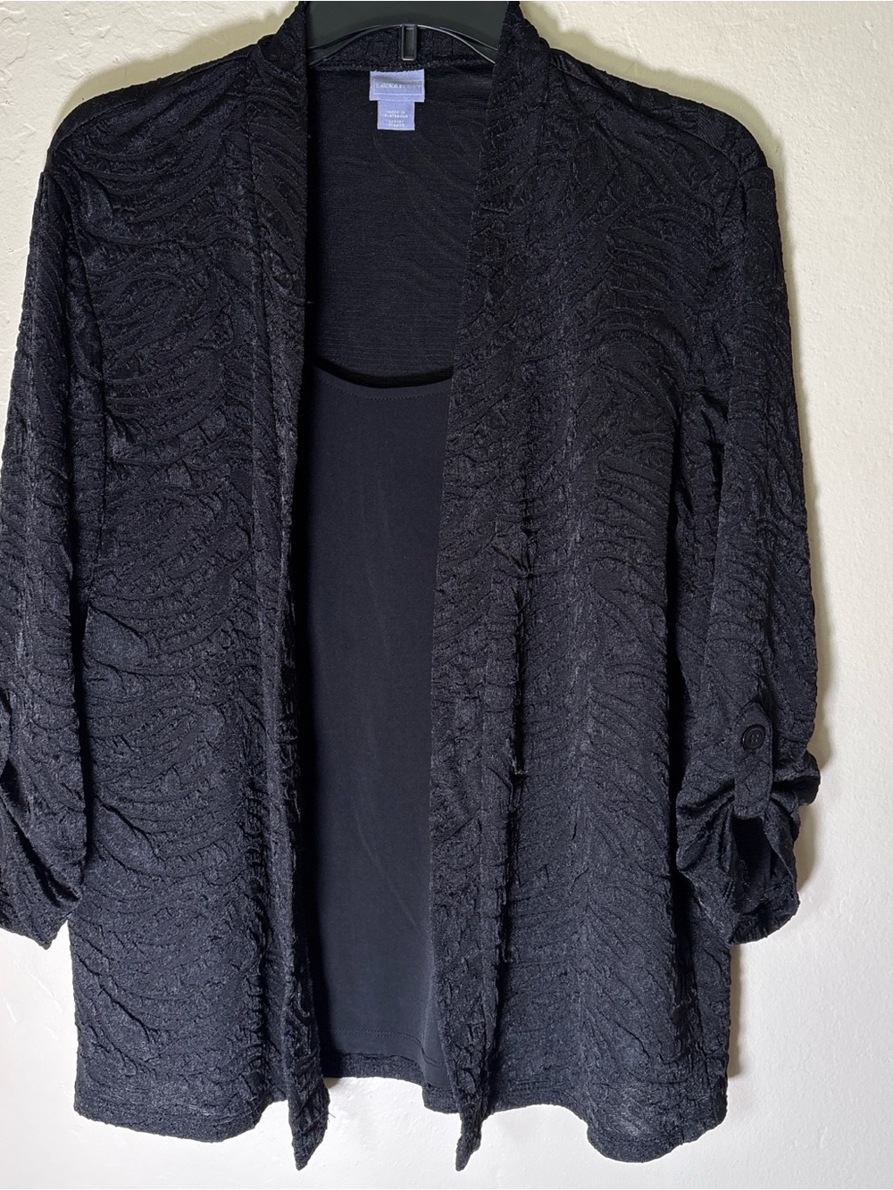 Laura Scott Black Knit Open Cardigan